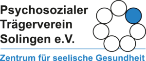 Logo des Psychosozialen Trägervereins Solingen e.V. mit blauem Kreisbild und dem Schriftzug Zentrum für seelische Gesundheit