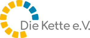 Logo mit farbigem Kreisbogen und dem Schriftzug Die Kette e.V